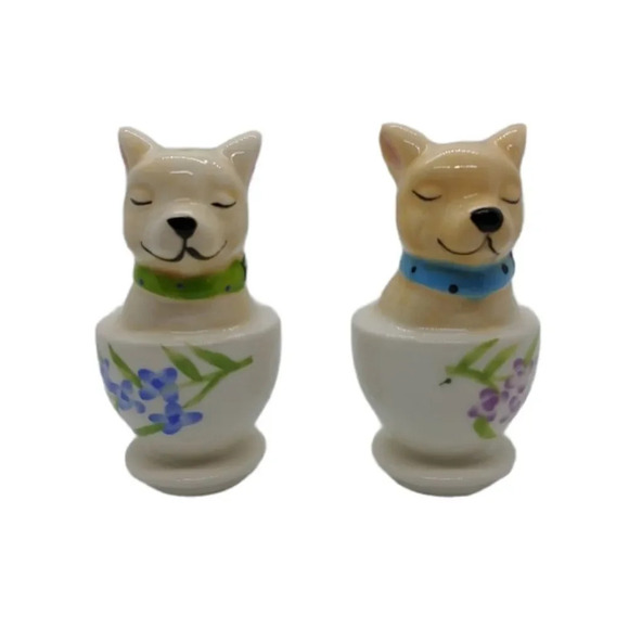 NWT Glazed Ceramic Salt and  Pepper Shakers - Picture 1 of 5